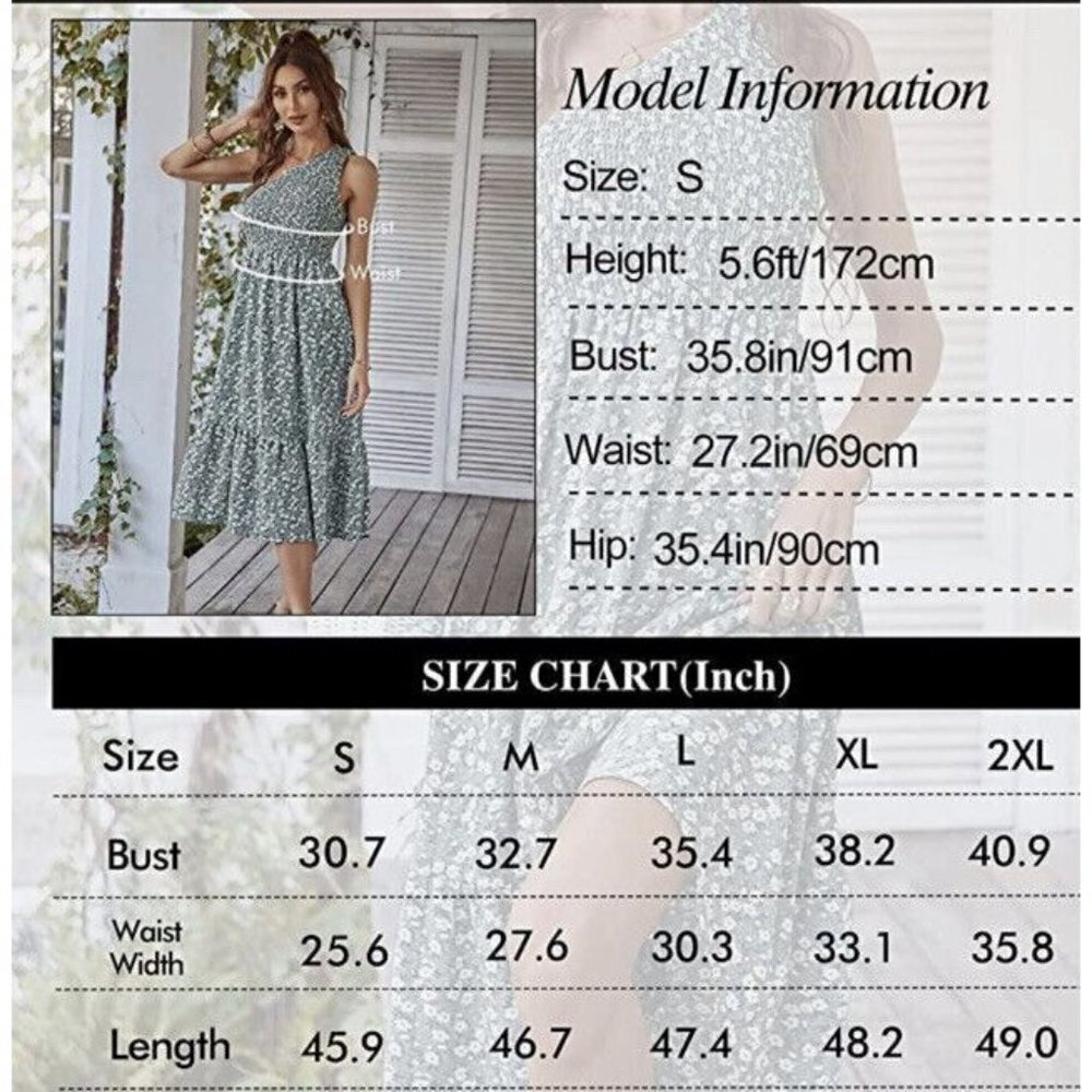 Womens Boho Dress One Shoulder Floral Maxi Dress Elegant Cocktail Party - Picture 4 of 6